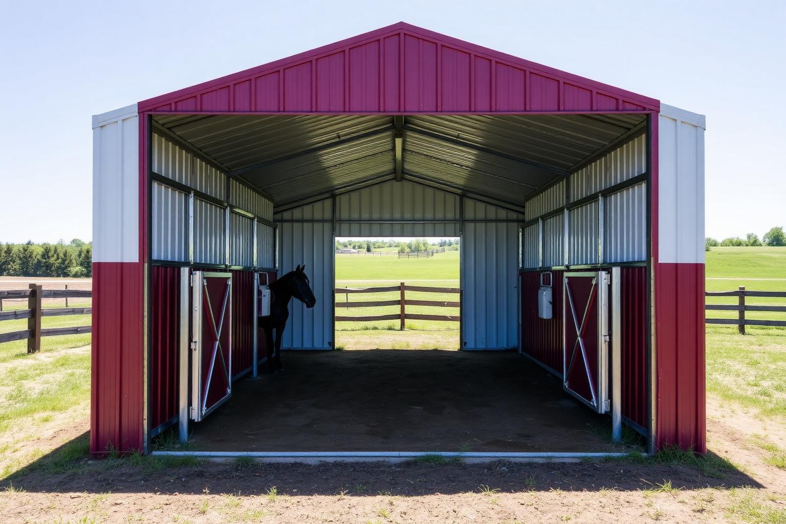 Horse Shelters — Custom sizes building from United Metal Buildings, sold by Oronoco Buildings LLC